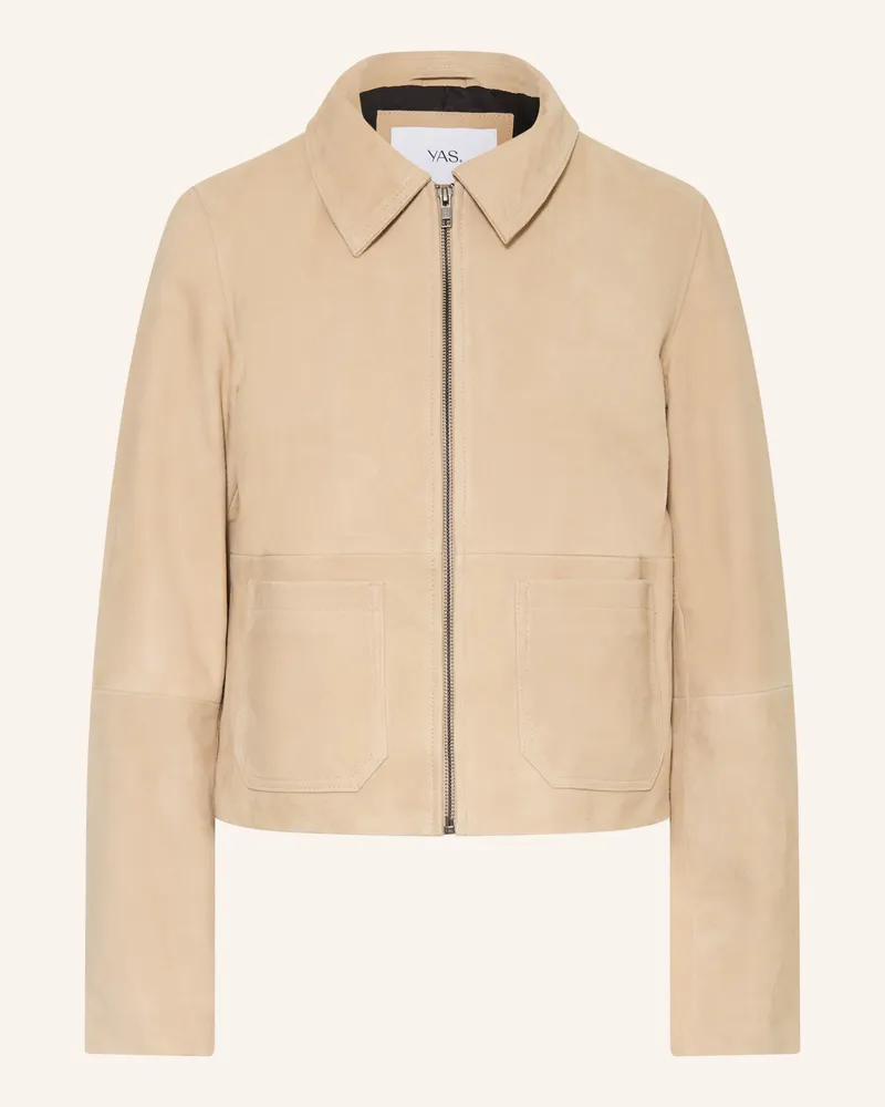 Y.A.S Lederjacke beige Hellbraun