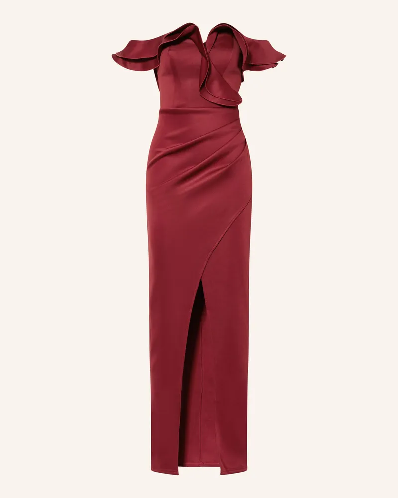 Lipsy  Abendkleid mit Volants Dunkelrot