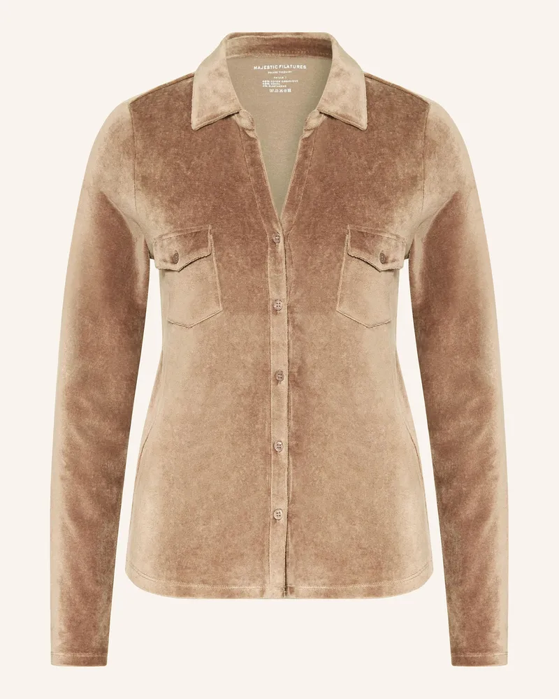 Majestic Frottee-Hemdbluse braun Camel
