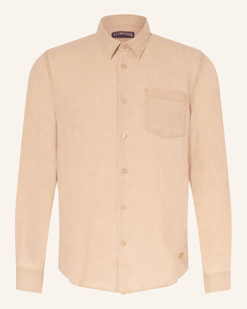 Vilebrequin Leinenhemd CAROUBIS Regular Fit Hellorange