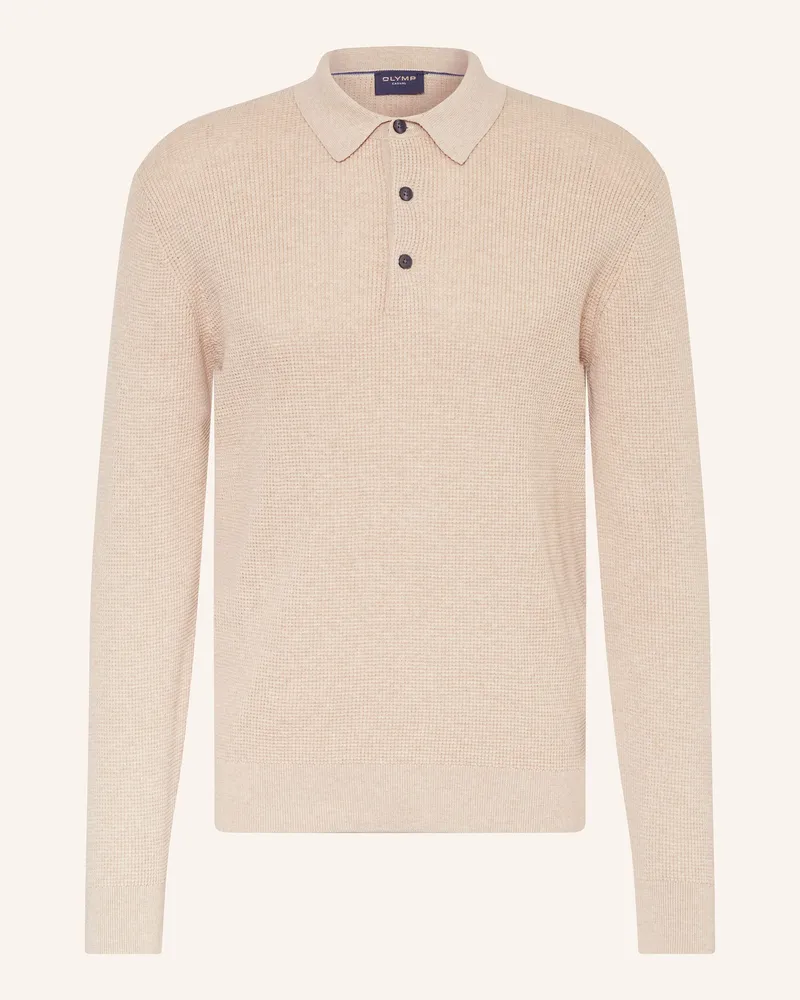 Olymp Strick-Poloshirt Beige