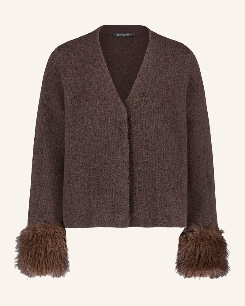 Betty Barclay Strickjacke Mit Kunstfell braun Dunkelbraun