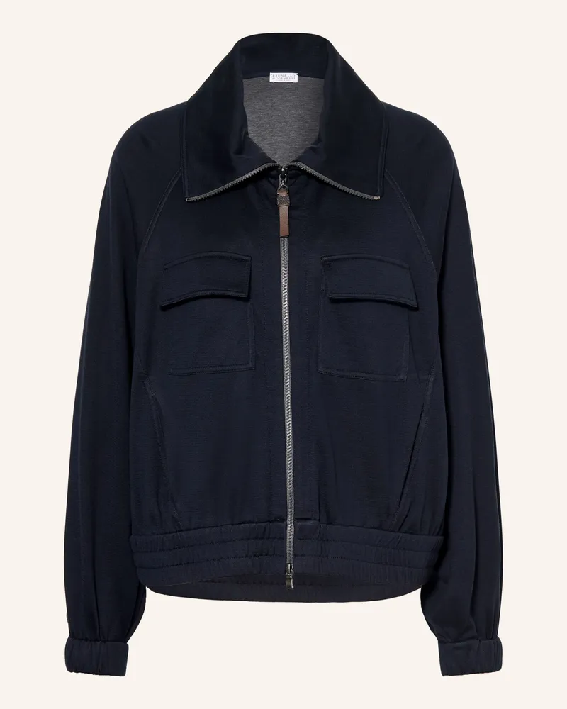 Brunello Cucinelli Sweatjacke Mit Seide blau Dunkelblau
