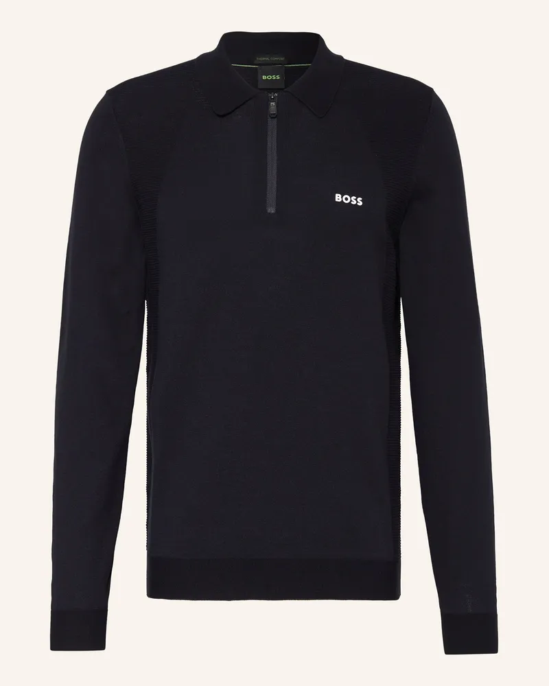 HUGO BOSS Strick-Poloshirt MOMENTUM_LITE Dunkelblau
