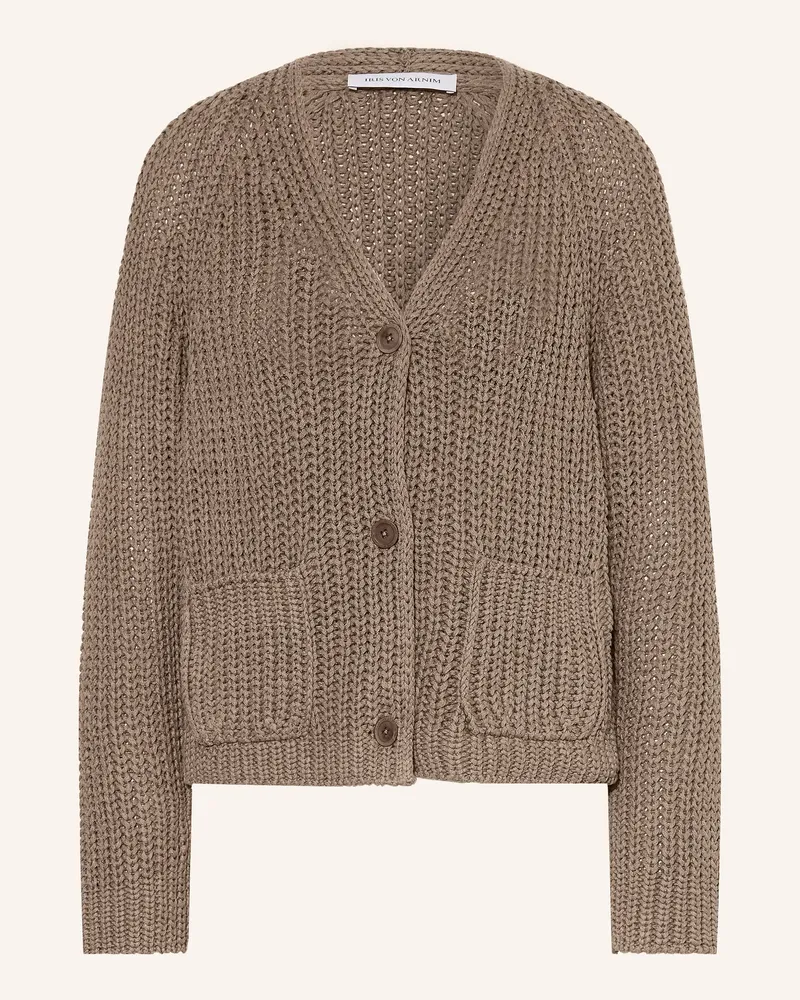Iris von Arnim Strickjacke ALIVA mit Seide und Leinen Taupe