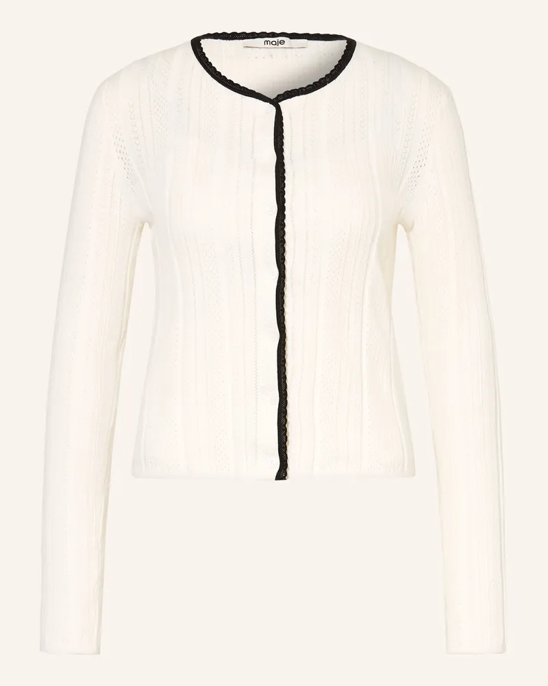 Maje Set: Strickjacke Und Stricktop Mit Spitze weiss Creme