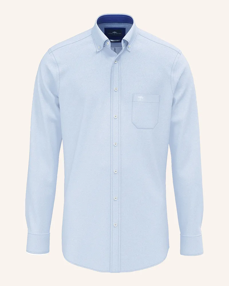 Fynch-Hatton Flanellhemd Regular Fit blau Hellblau