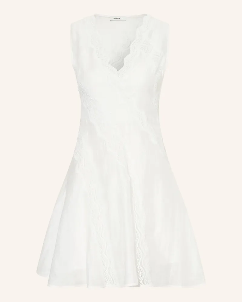 Sandro Leinenkleid Mit Spitze weiss Weiss