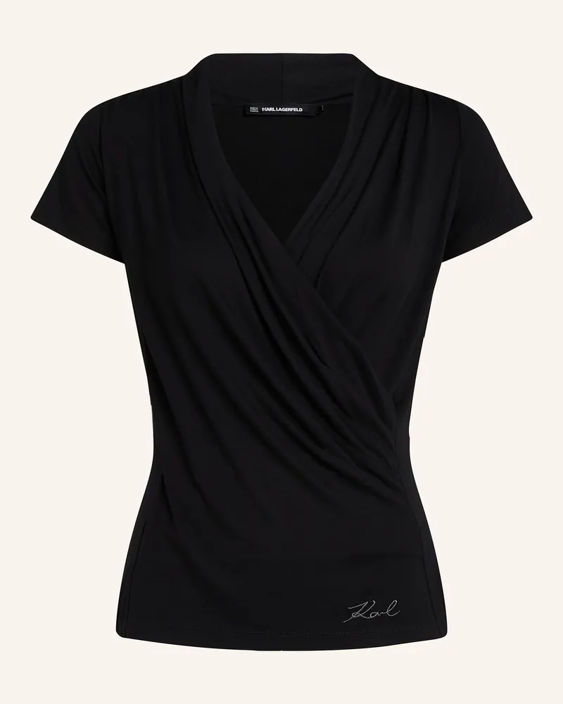 Karl Lagerfeld T-SHIRT MIT V-AUSSCHNITT Schwarz