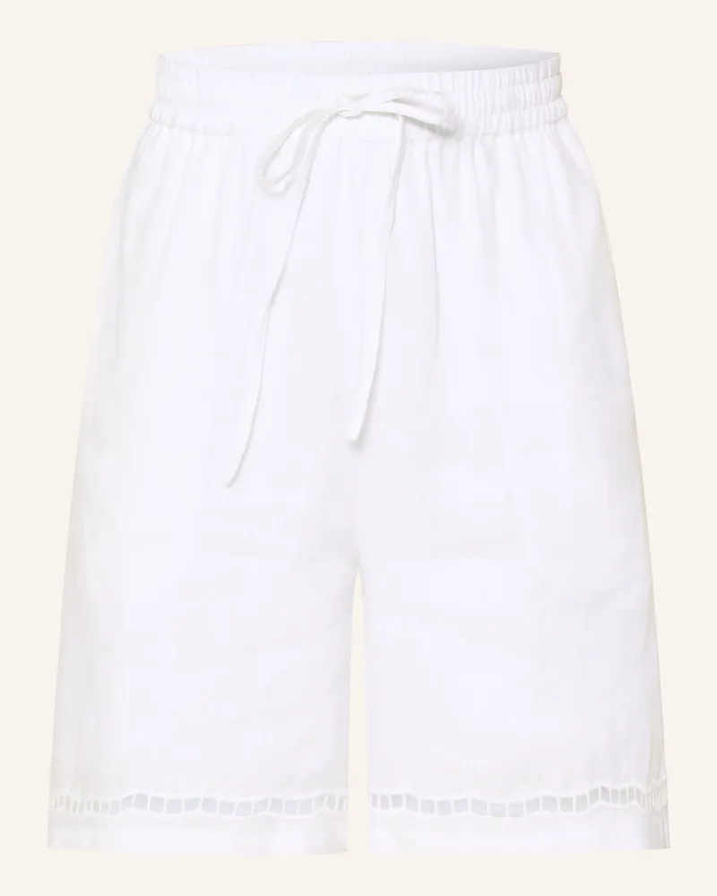 Darling Harbour Leinenshorts mit Lochspitze White
