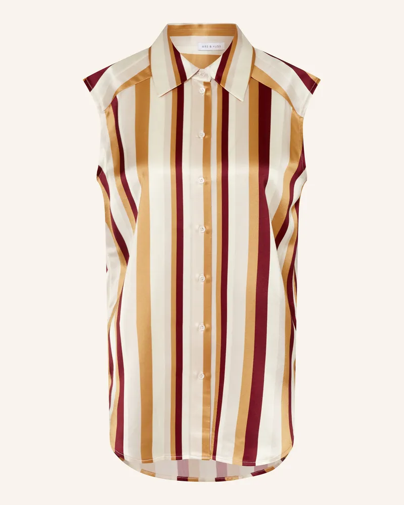 Mrs & HUGS Blusentop Aus Satin beige Creme