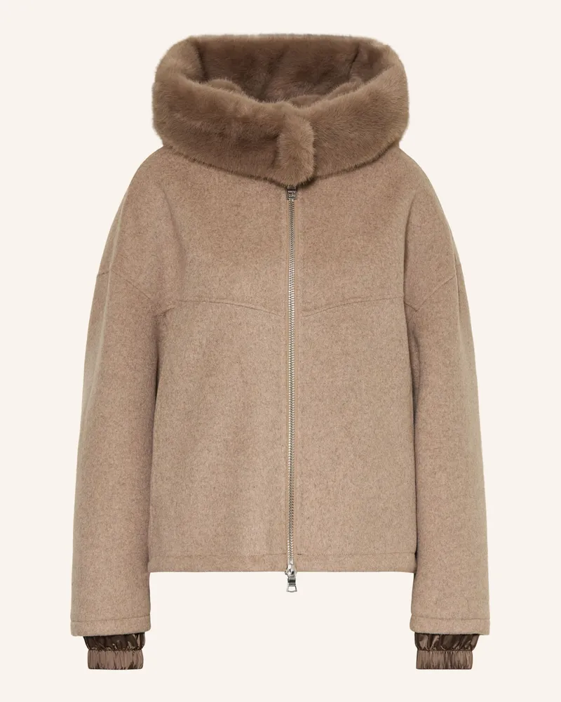 Blonde No. 8 Jacke Jerry Mit Abnehmbarer Kunstfell-Kapuze beige Taupe