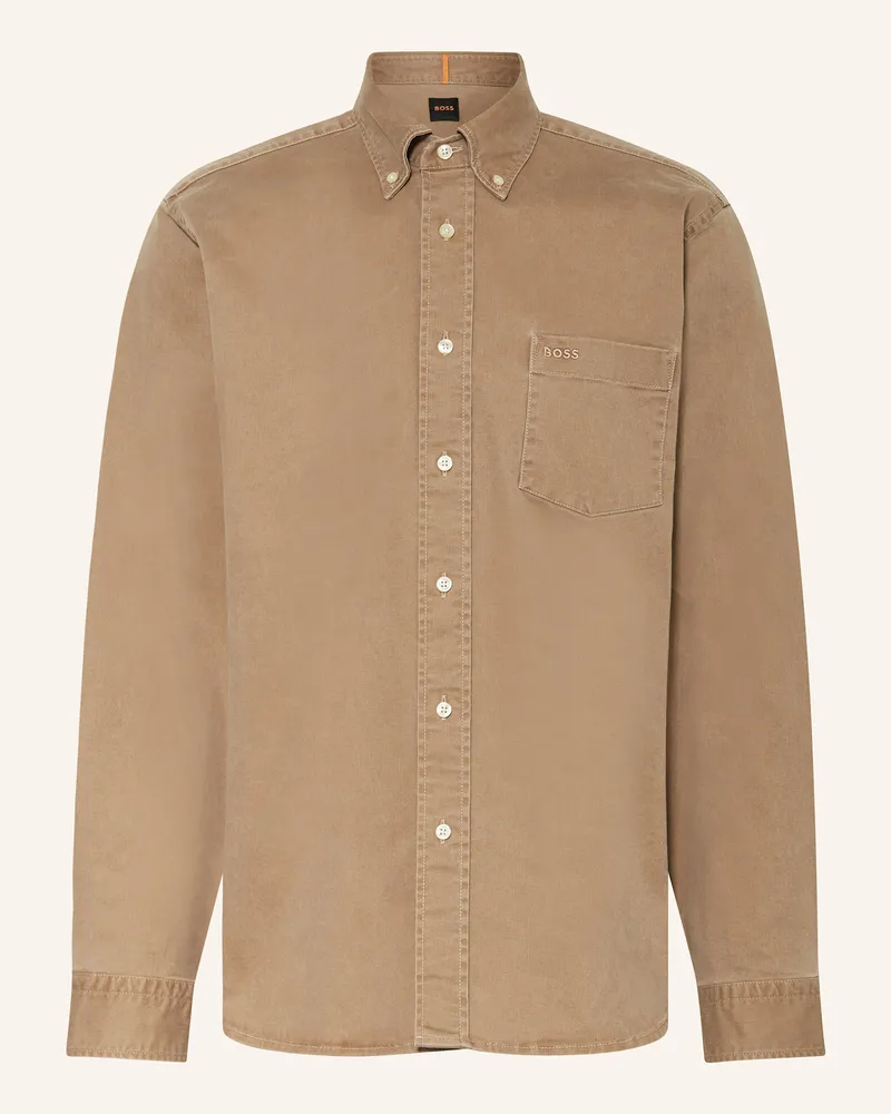 HUGO BOSS Hemd LAMBEY Relaxed Fit Cognac