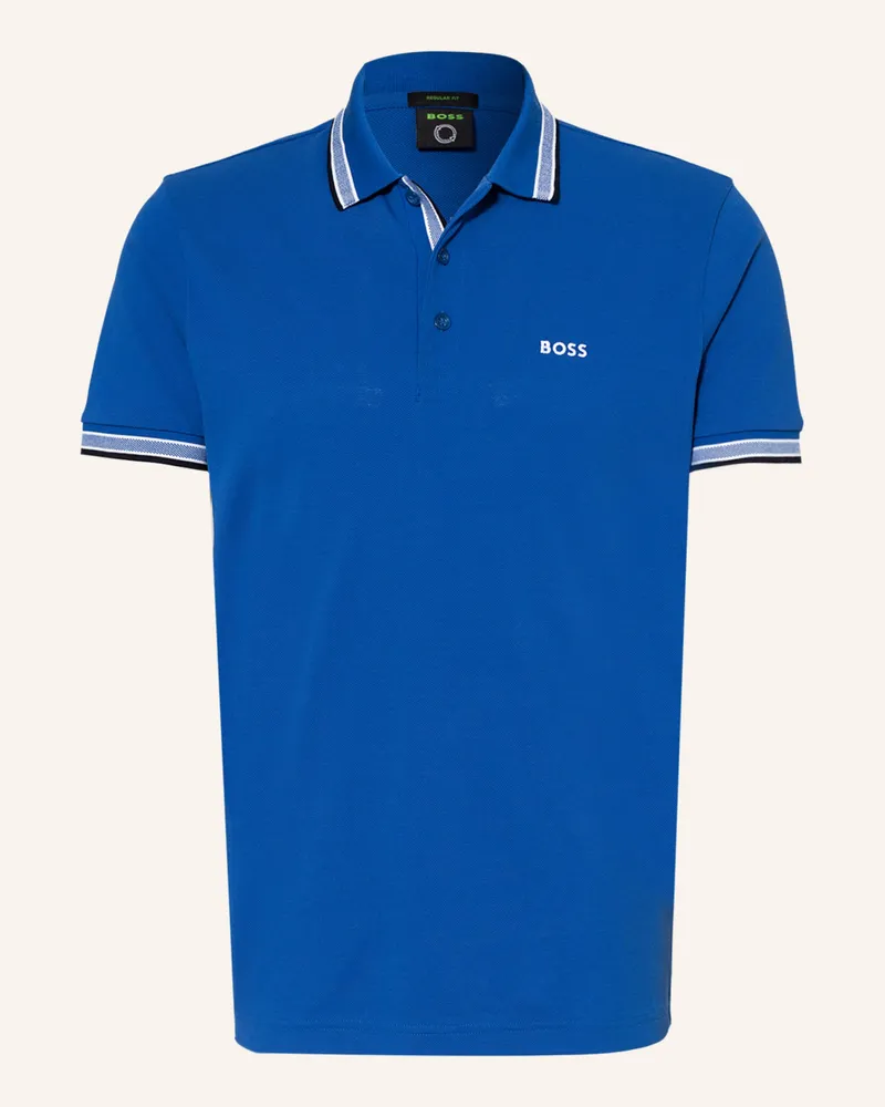 HUGO BOSS Piqué-Poloshirt PADDY CURVED Regular Fit Blau