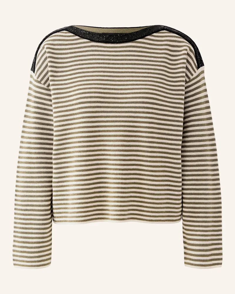 Oui  Pullover mit Pailletten Khaki