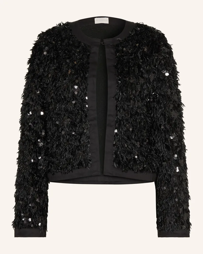 Milano Italy Kastenjacke Mit Pailletten schwarz Schwarz