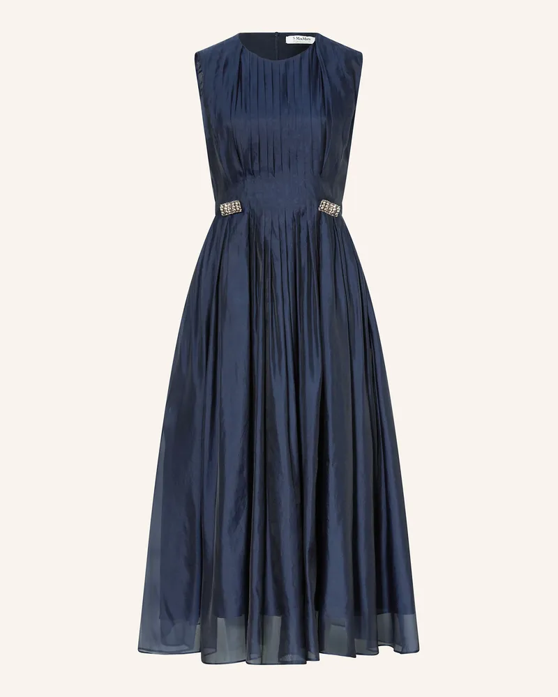 Max Mara Kleid WALLY mit Seide und Plissees Dunkelblau