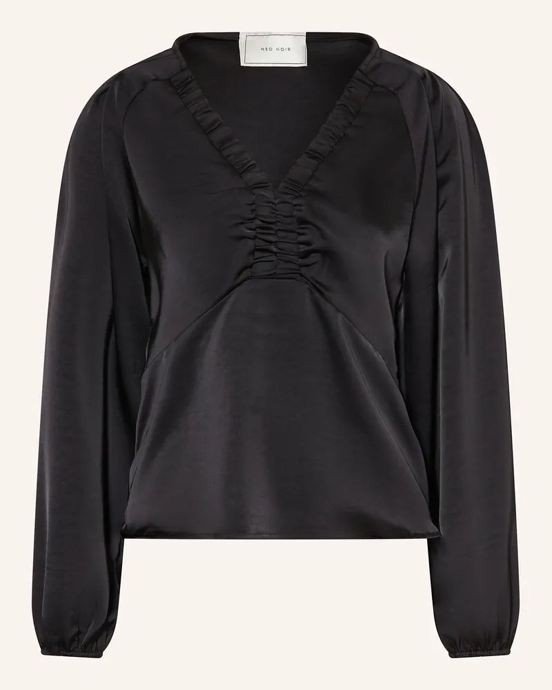 Neo Noir Blusenshirt ISTANA aus Satin Schwarz