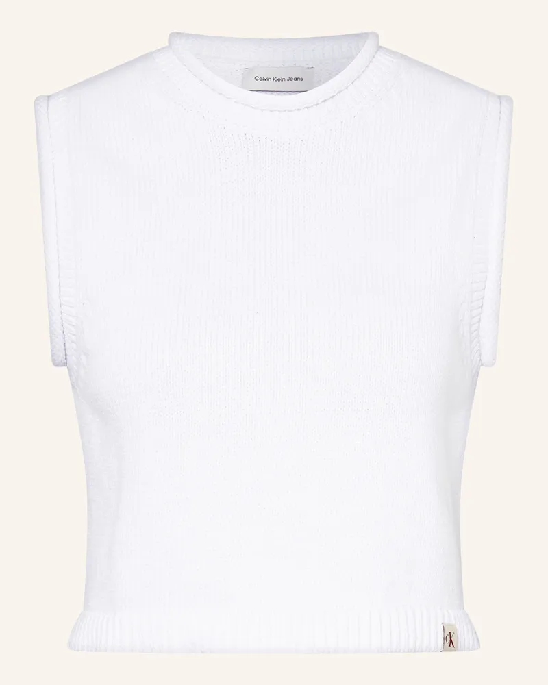 Calvin Klein Cropped-Stricktop Weiss