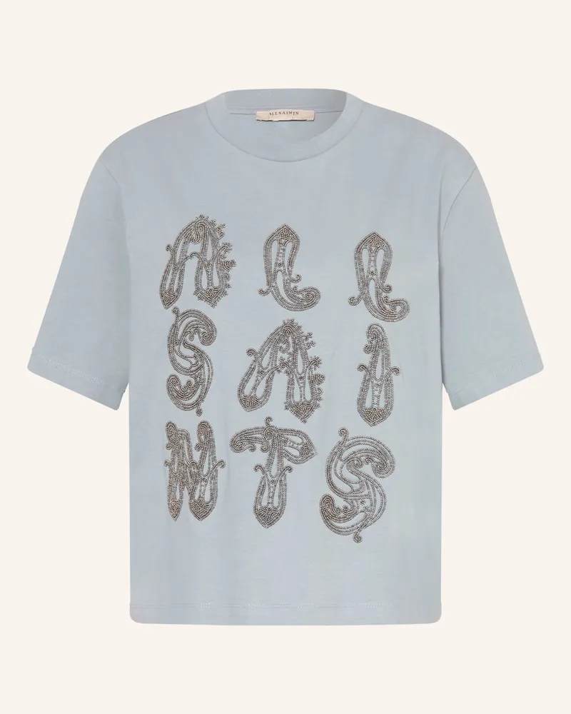 AllSaints T-Shirt Ella Mit Schmuckperlen blau Hellblau