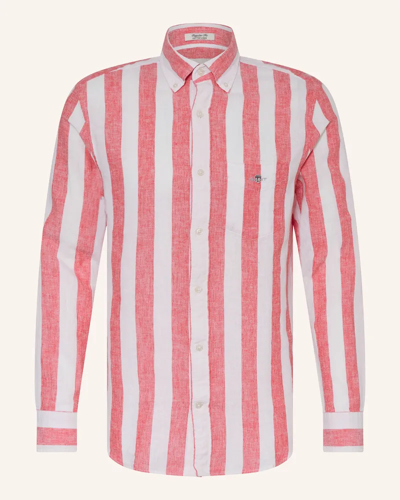 Gant Hemd Regular Fit mit Leinen Rot