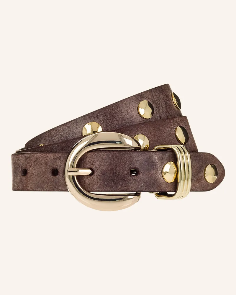 b.belt Ledergürtel Mit Nieten braun Taupe