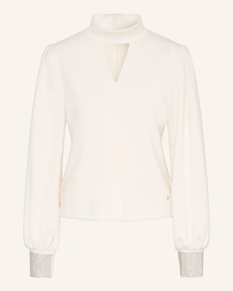 monari Longsleeve mit Schmucksteinen und Cut-out Ecru