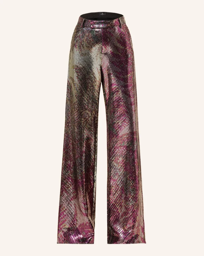 Etro Marlenehose ARTEMISIA mit Pailletten Dunkelrot