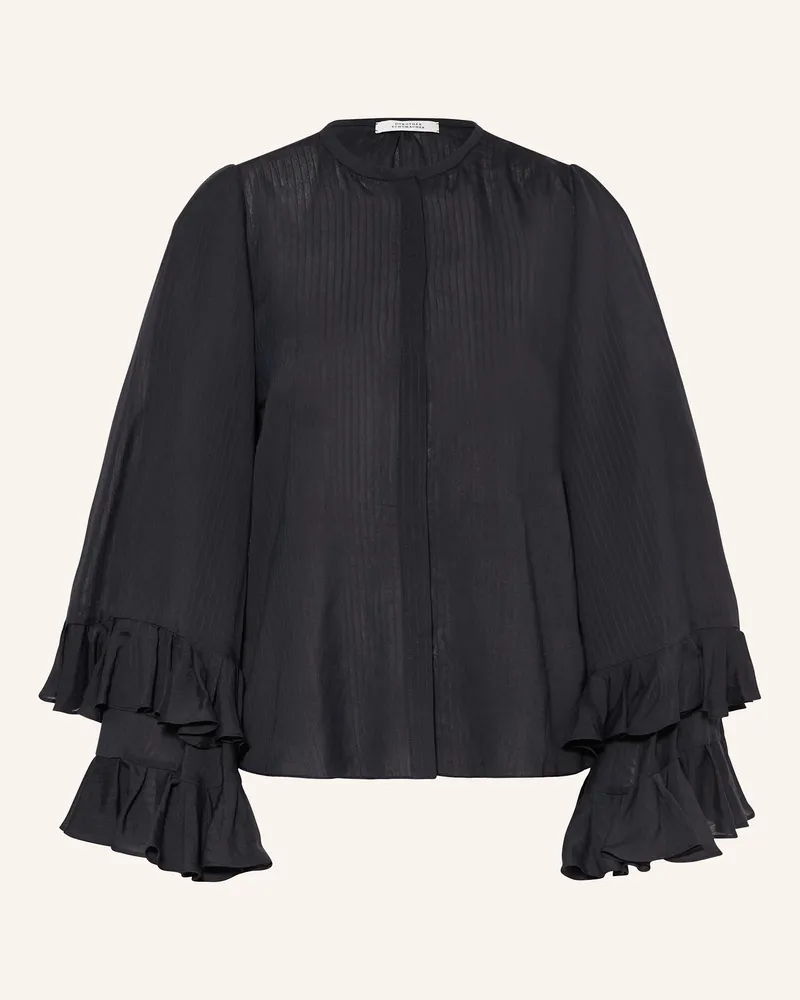 Dorothee Schumacher Bluse SOFT STRIPES mit Rüschen Dunkelblau