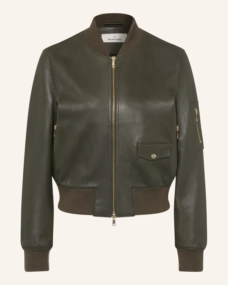 Milestone Lederblouson Mslia gruen Oliv