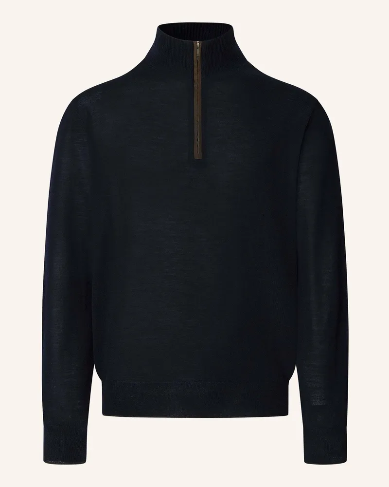 Hackett Pullover MERINO SILK HZIP Blau