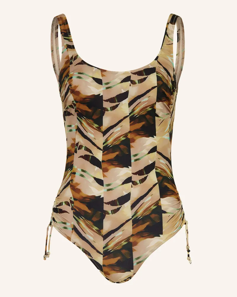 Charmline Shape-Badeanzug Desert Lines braun Oliv