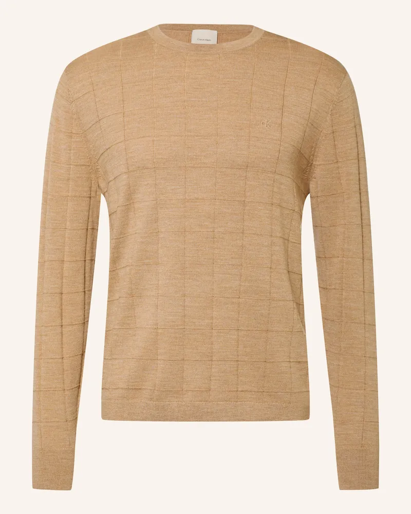 Calvin Klein Pullover Aus Merinowolle braun Camel