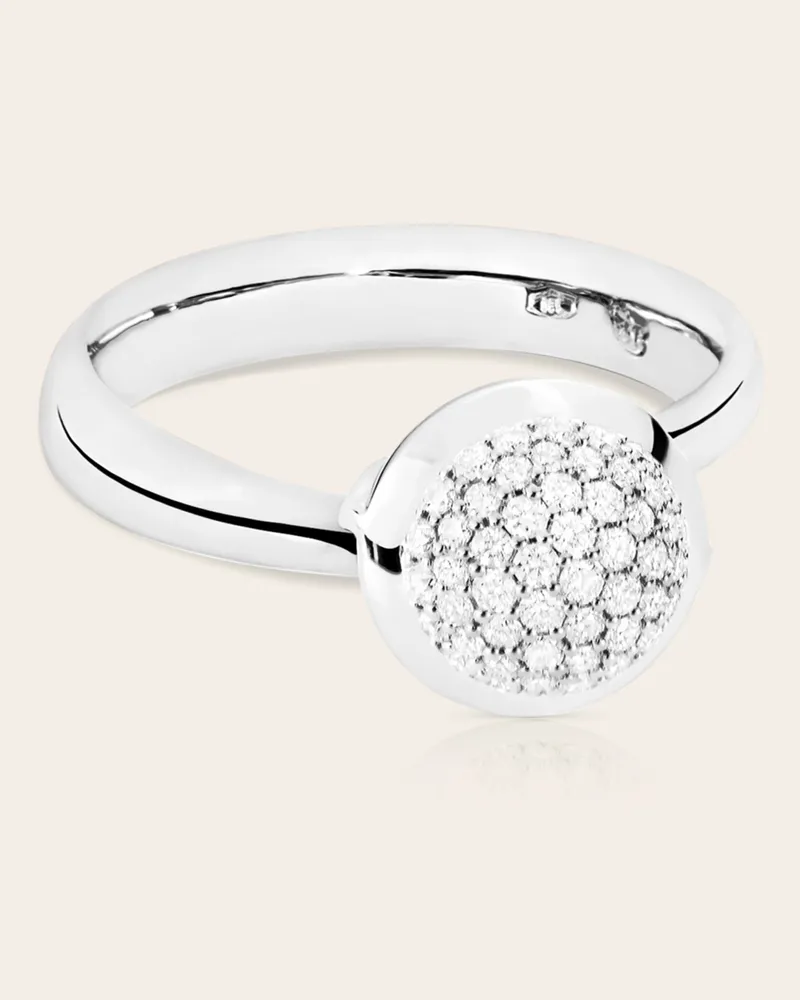 TAMARA COMOLLI Ring Ring Bouton Small Diamond Pavé Aus 18k Weißgold Mit Diamant Pavé silber Weissgold