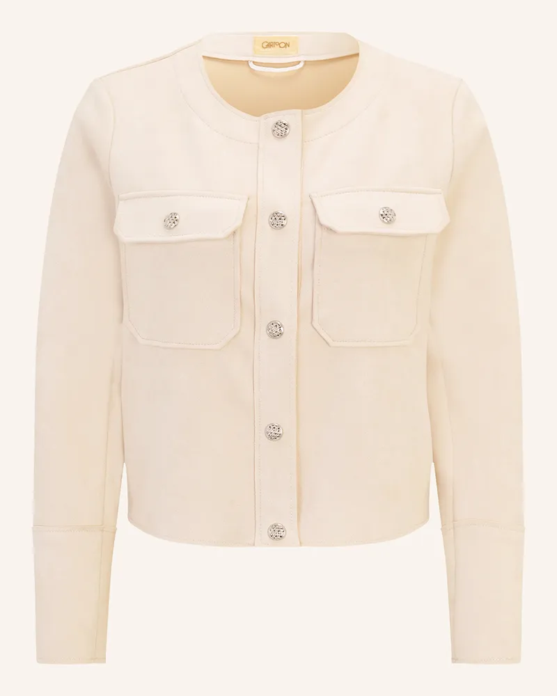 Cartoon Jacke in Lederoptik Creme