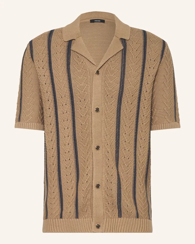 Reiss Strickhemd Ellingham Slim Fit braun Beige