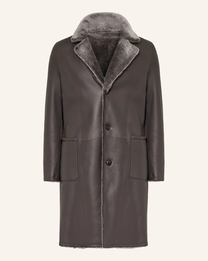 Manzoni 24 Ledermantel Zum Wenden braun Dunkelgrau