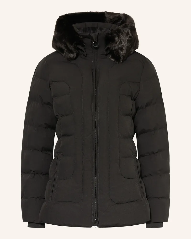 Wellensteyn Steppjacke BELVITESSE MEDIUM mit DUPONT™ SORONA®-Isolierung und abnehmbarem Kunstpelz Schwarz