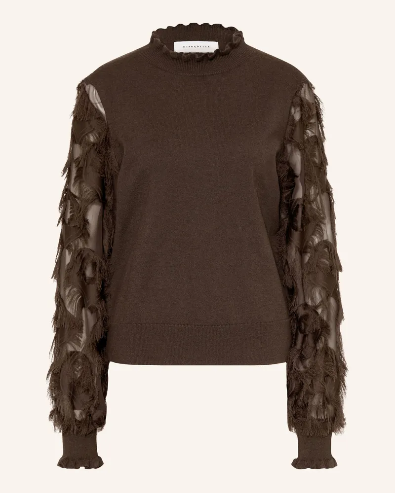RINO & PELLE Pullover Janique Im Materialmix braun Dunkelbraun