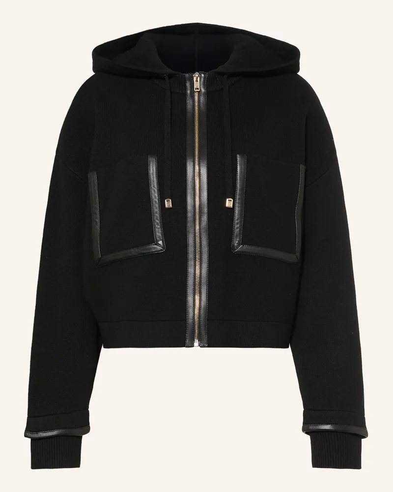 Sandro Strickjacke Mit Leder schwarz Schwarz