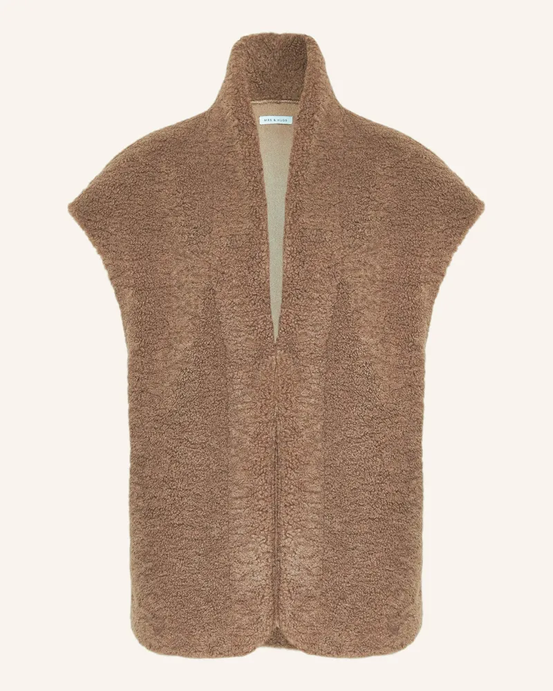 Mrs & HUGS Teddyfell-Weste braun Braun
