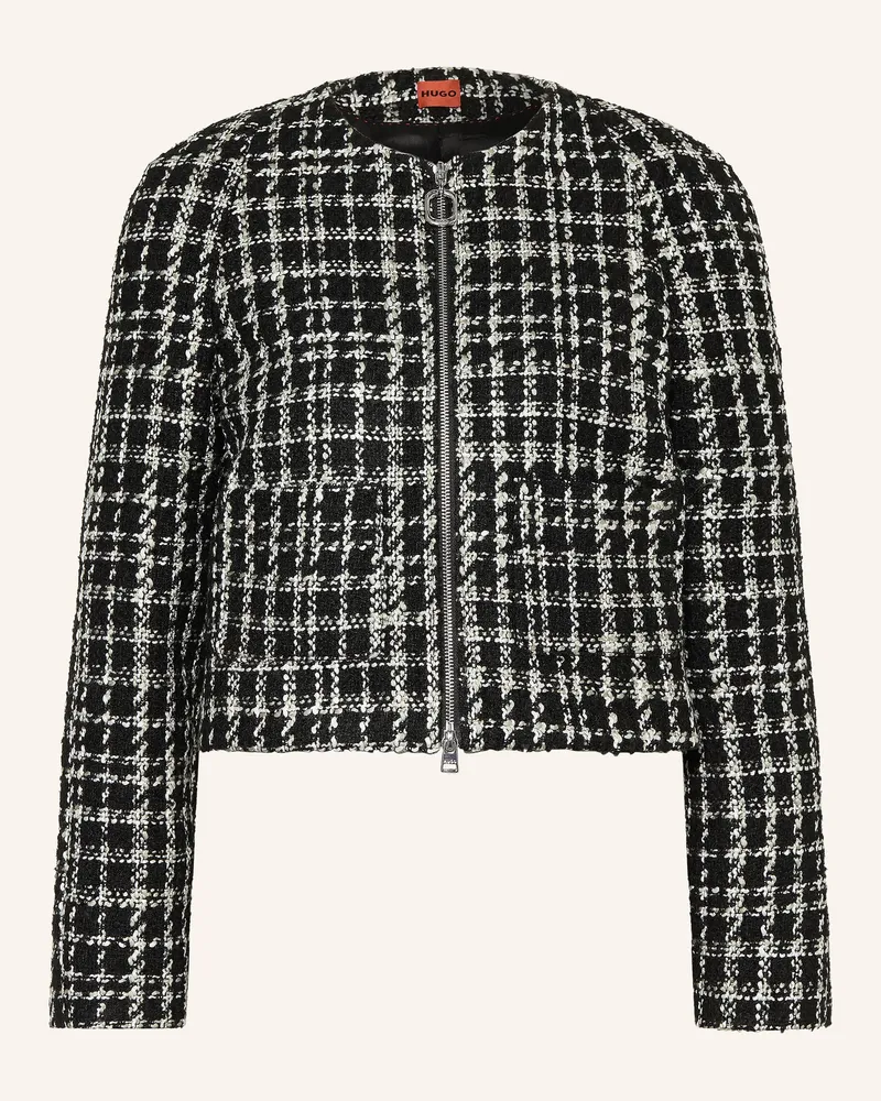 HUGO BOSS Bouclé-Jacke Aboucle schwarz Schwarz