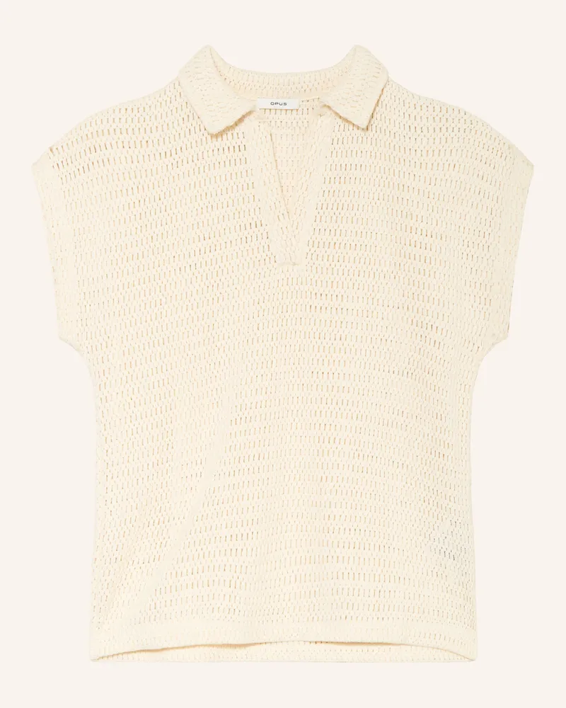 OPUS Häkel-Poloshirt Somona weiss Creme