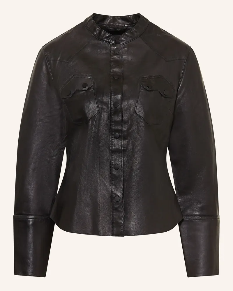 AllSaints Lederbluse Schwarz