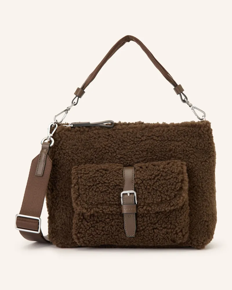 Marc O'Polo Schultertasche Aus Teddyfell braun Dunkelbraun