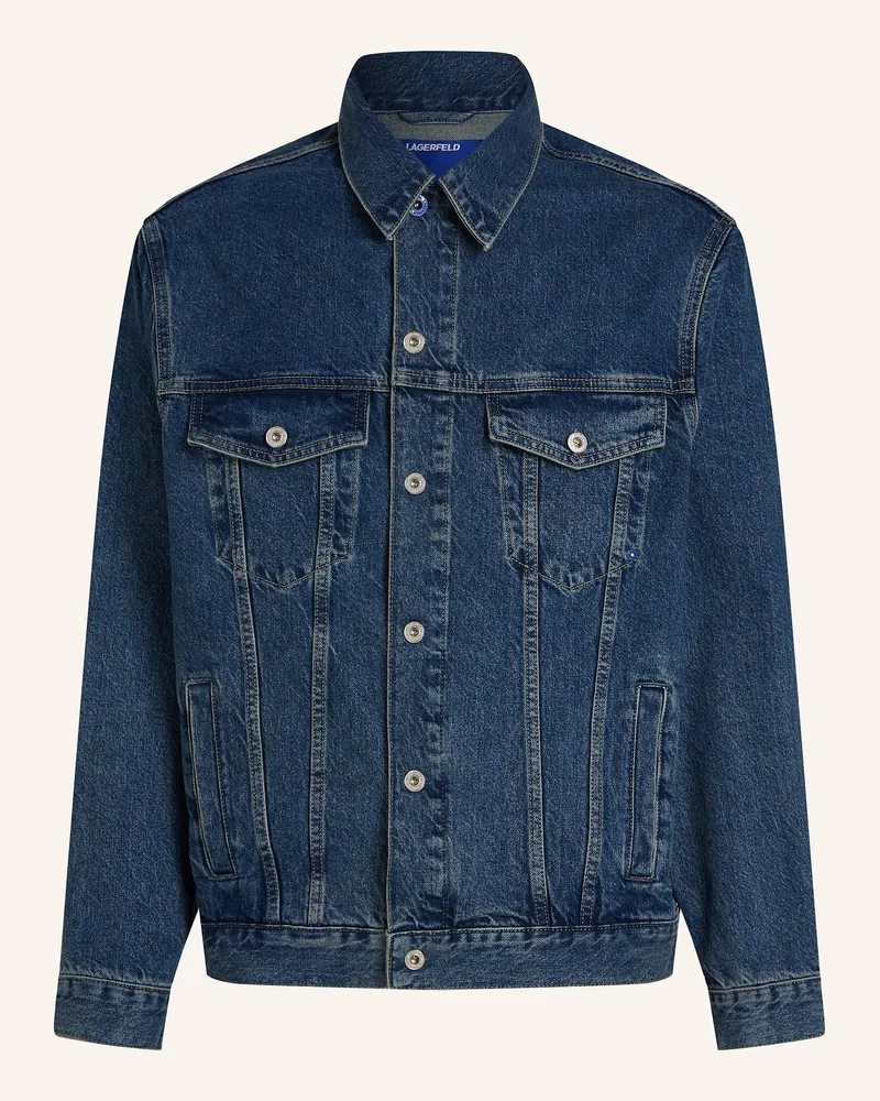 Karl Lagerfeld KLJ MONOGRAM JEANSJACKE MIT LÄSSIGEM SCHNITT Blau