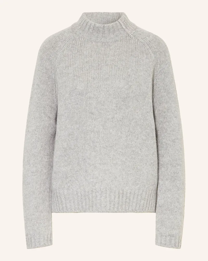 Princess goes Hollywood Pullover mit Cashmere und Schmucksteinen Hellgrau