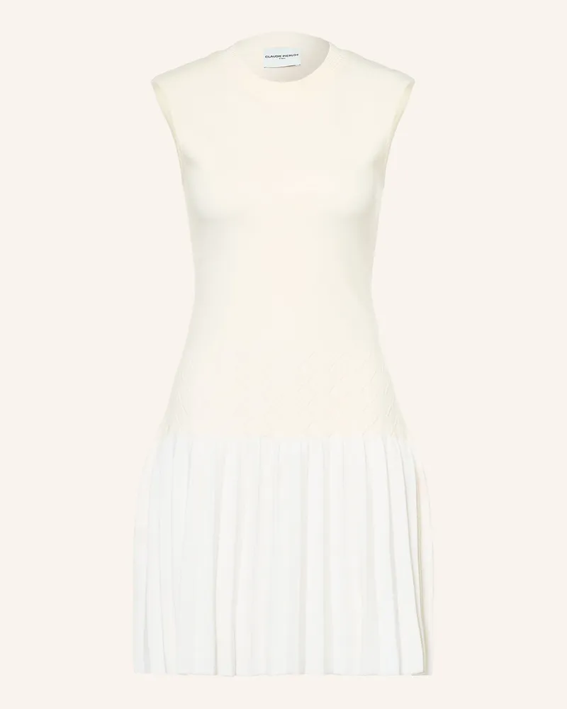 Claudie Pierlot Strickkleid Mit Plisses weiss Ecru