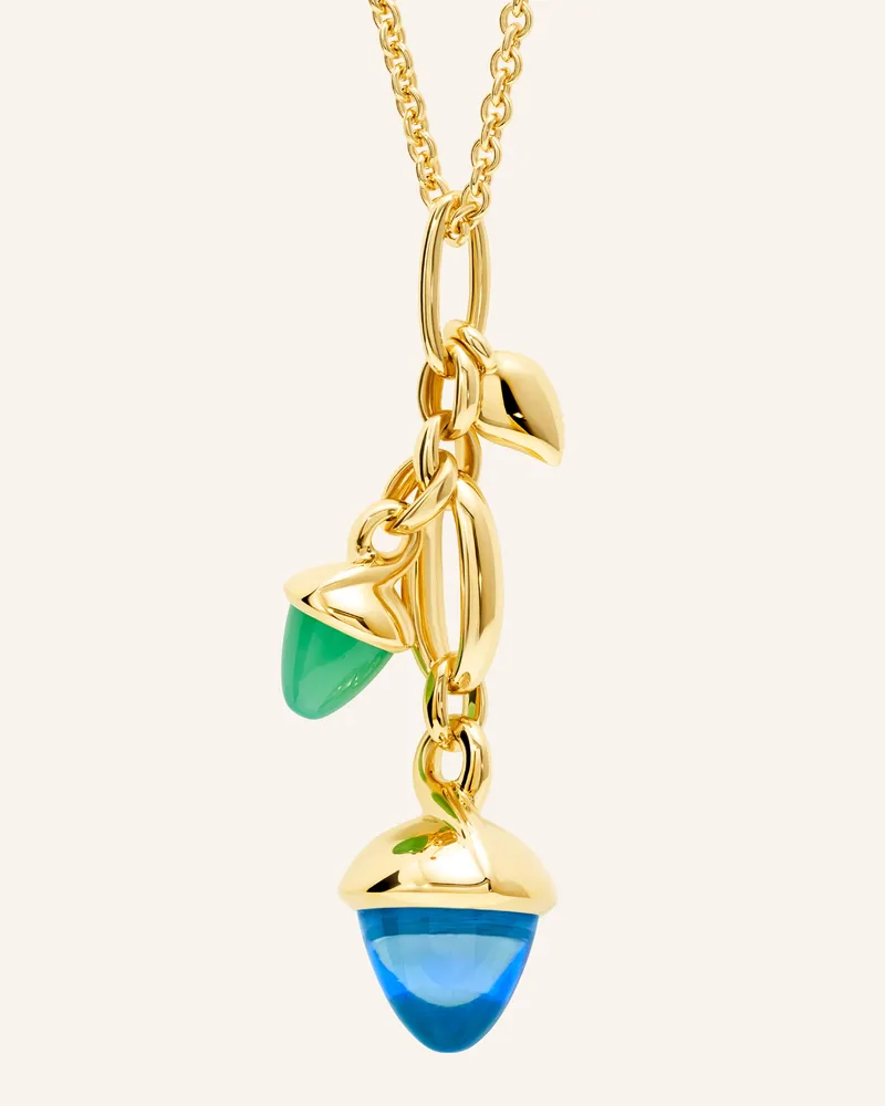 TAMARA COMOLLI Ohrringe OHRRINGE MIKADO DANGLING 2 ACORNS - 'LAGOON' 18K Gelbgold Gold