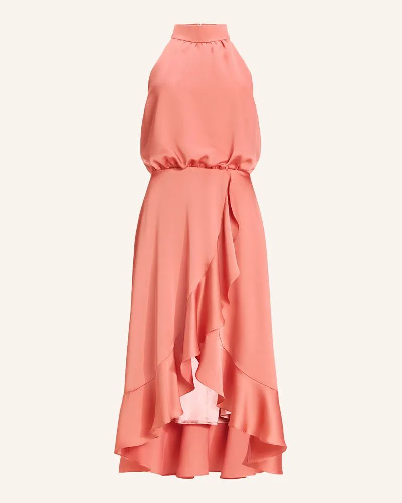 Swing Cocktailkleid aus Satin mit Volants Lachs